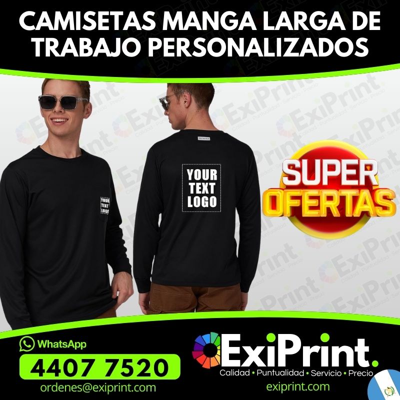 Oferta de Camisetas o Playeras manga larga personalizadas de Trabajo