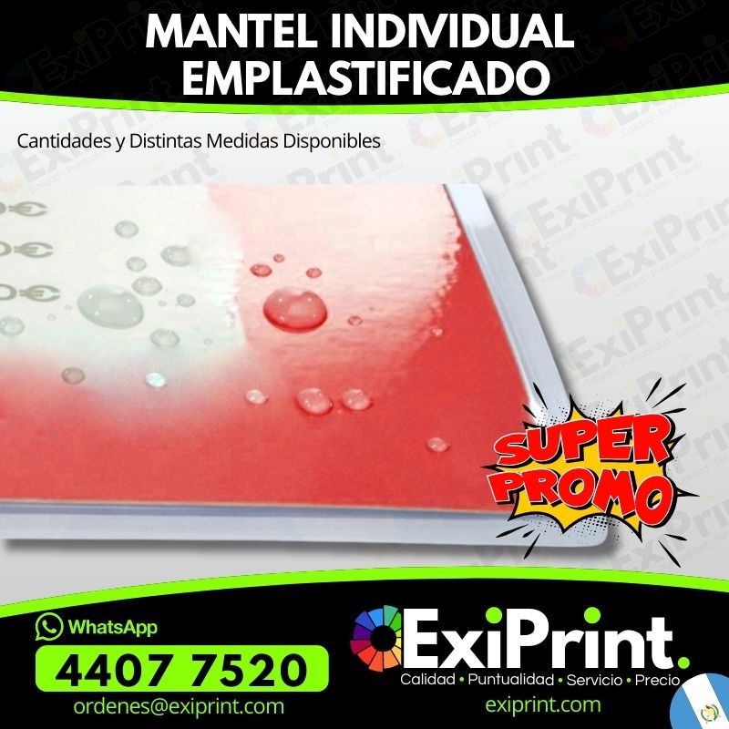 Oferta de mantel individual emplastificado