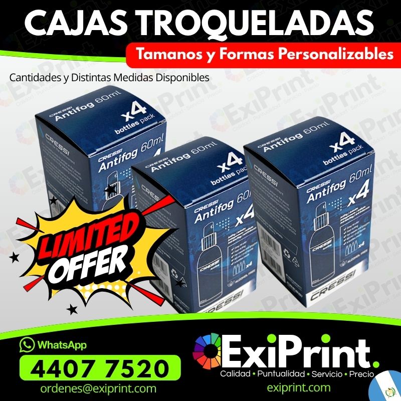 Oferta de Cajas Troqueladas, Cartoncillo Bond 200gms, Opciones de UV o Barnices