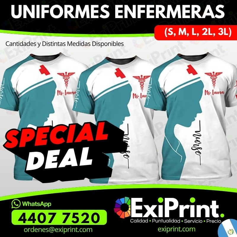 Oferta Uniformes Enfermeras, Polyester, Bordado o Vinilo Textil, S, M, L, 2L, 3L