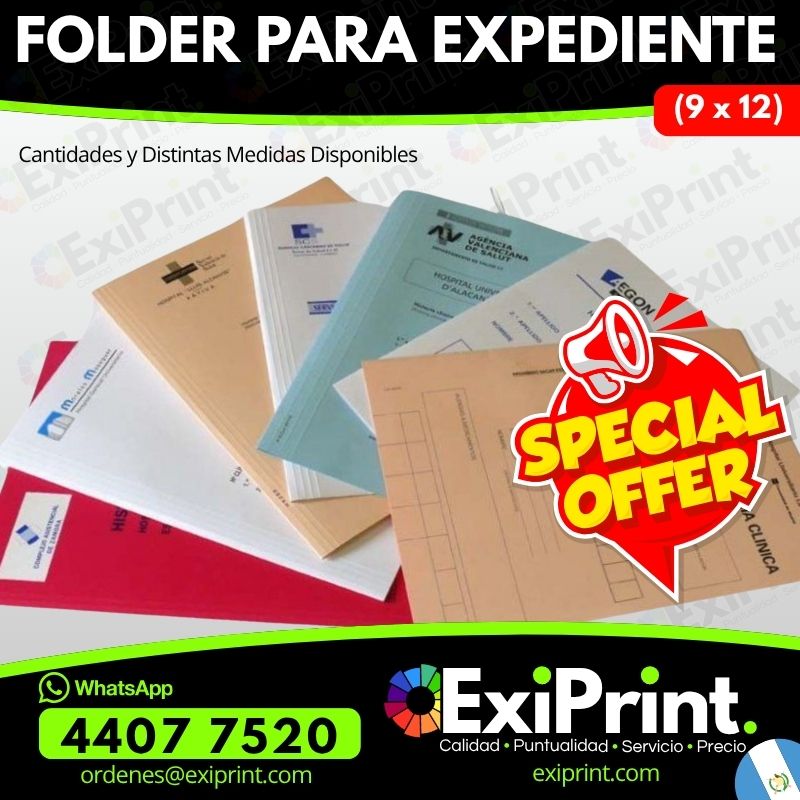 Folder para expediente a un color, 9x12