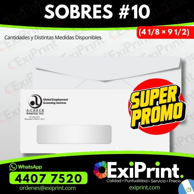 Oferta 100 Sobres No.10, Bond 80gms