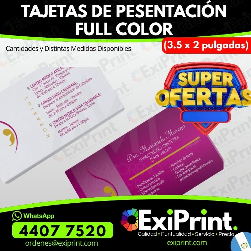 Oferta en 100 tarjetas de presentación a Full Color en Lino, Husky, Texcote