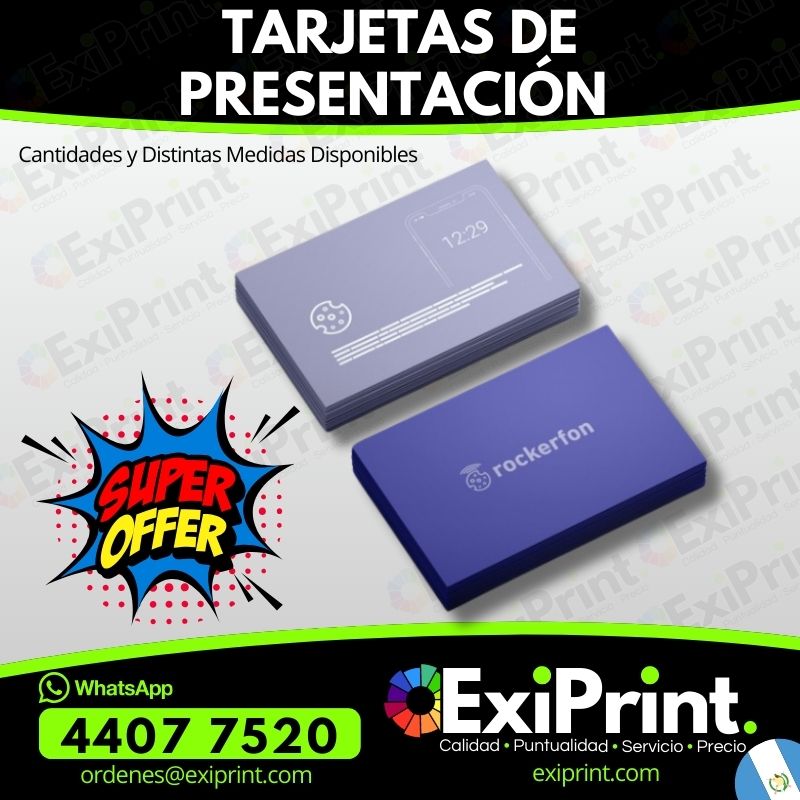 Oferta 100 tarjetas de presentación, husky y Texcote