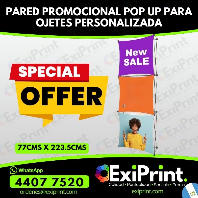 Oferta Pared promocional POP UP para ojetes de 77CMS X 223.5CMS