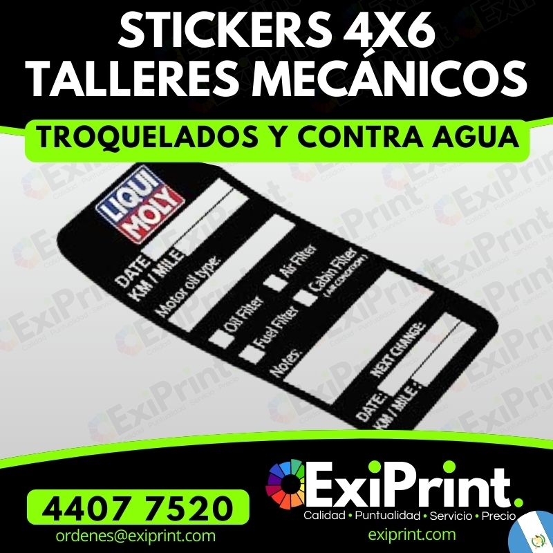 Oferta 4x6 Stickers para Mecánicos